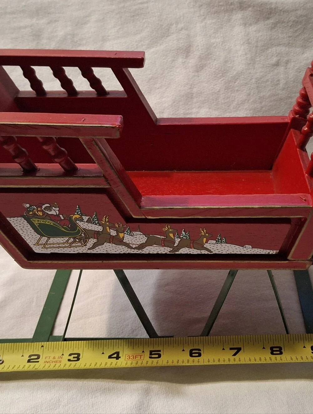 Vintage 1980s Wooden Christmas Sleigh with Metal Blades